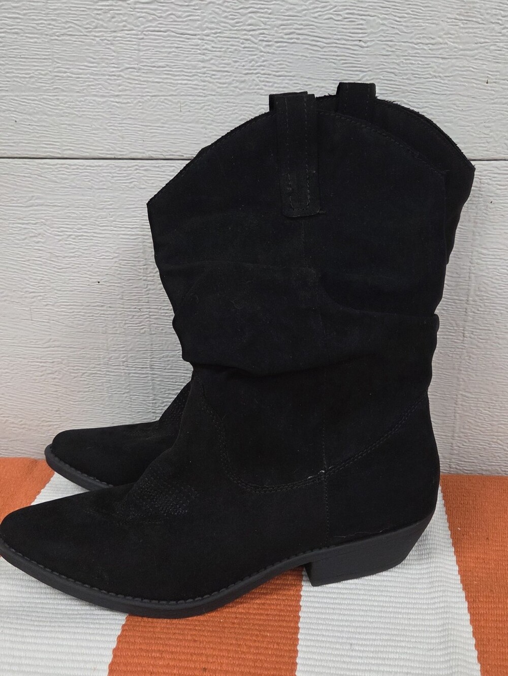 Style & Co 9 Black Suede Slouch Western Ankle Boots - Women - Picture 3 of 10
